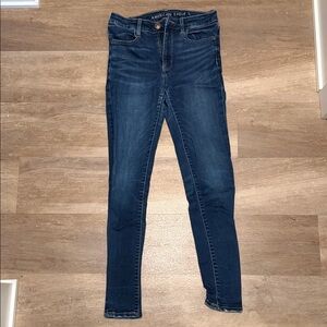 American Eagle Outfitters Women's Dark Blue High rise Skinny Jeans